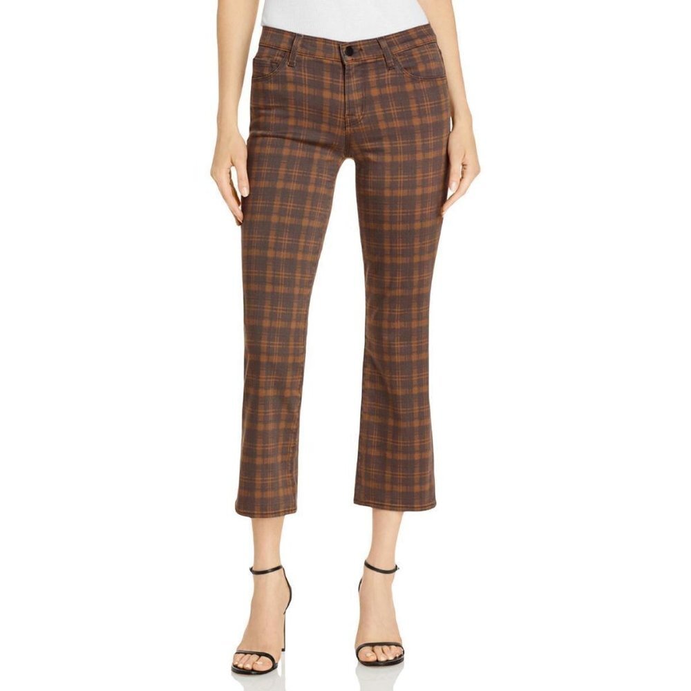 NEW J Brand Womens Selena Ankle Mid Rise Plaid Photo Ready Cropped Pants